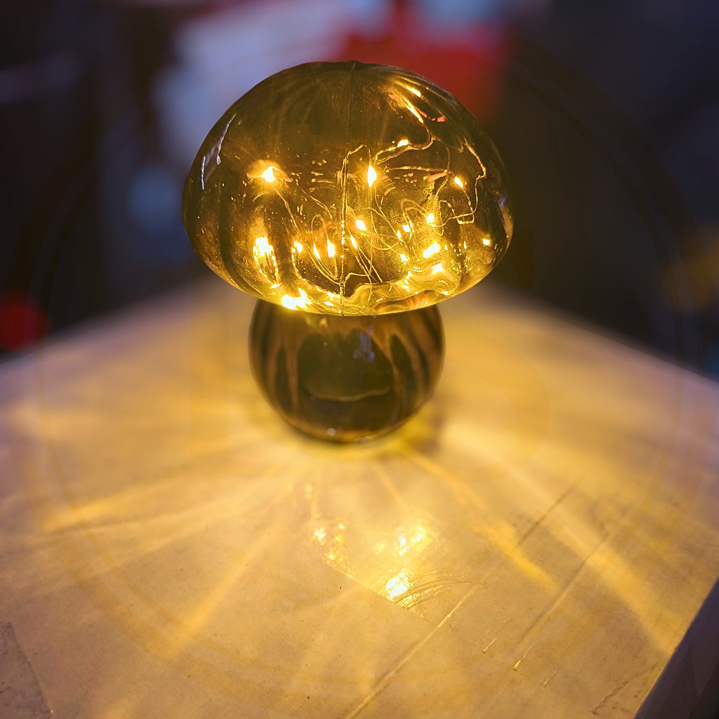 Szklana Lampka Dekoracyjna Grzybek LED Home Accents