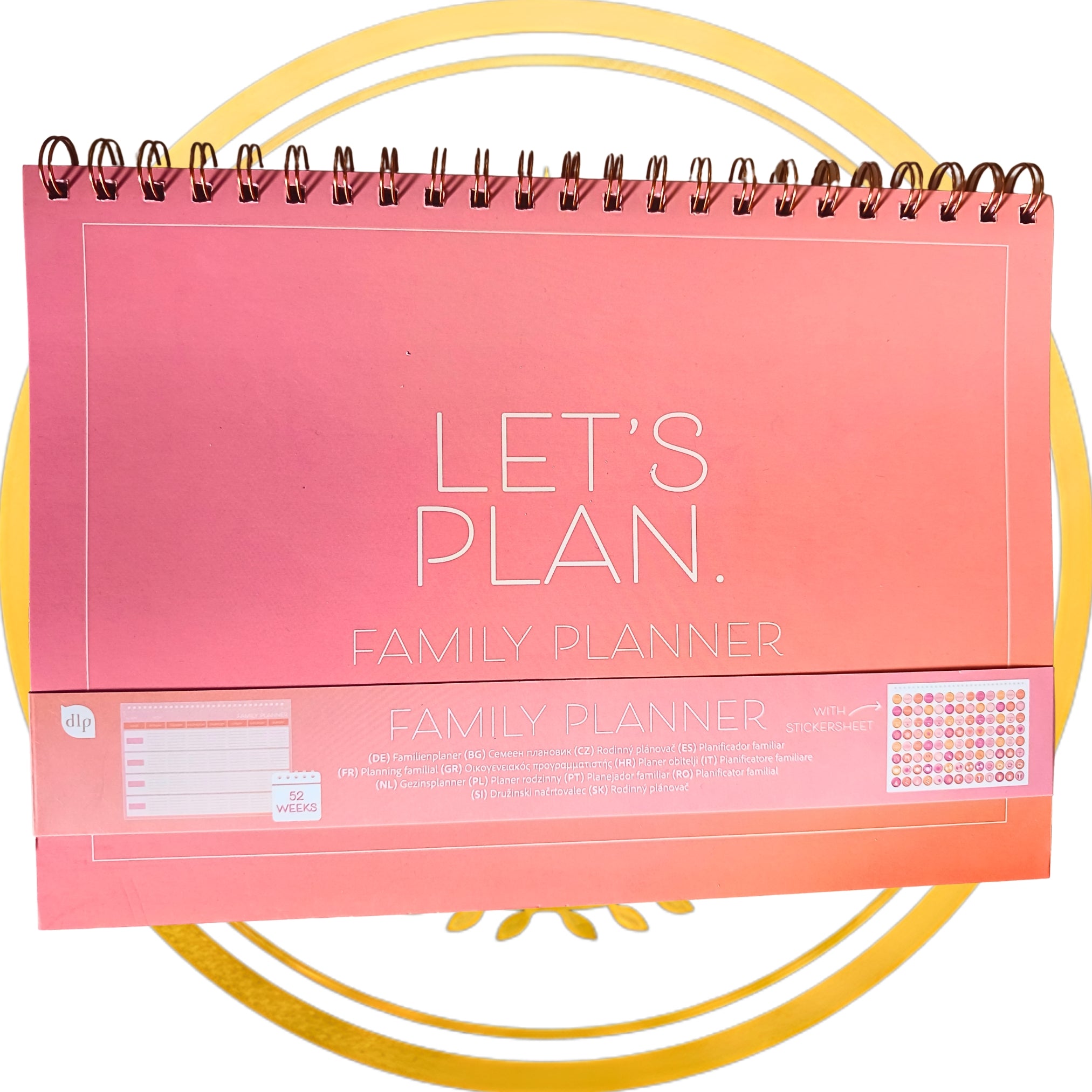 Elegancki Planer Rodzinny 52 Tygodnie Spirala z Naklejkami
