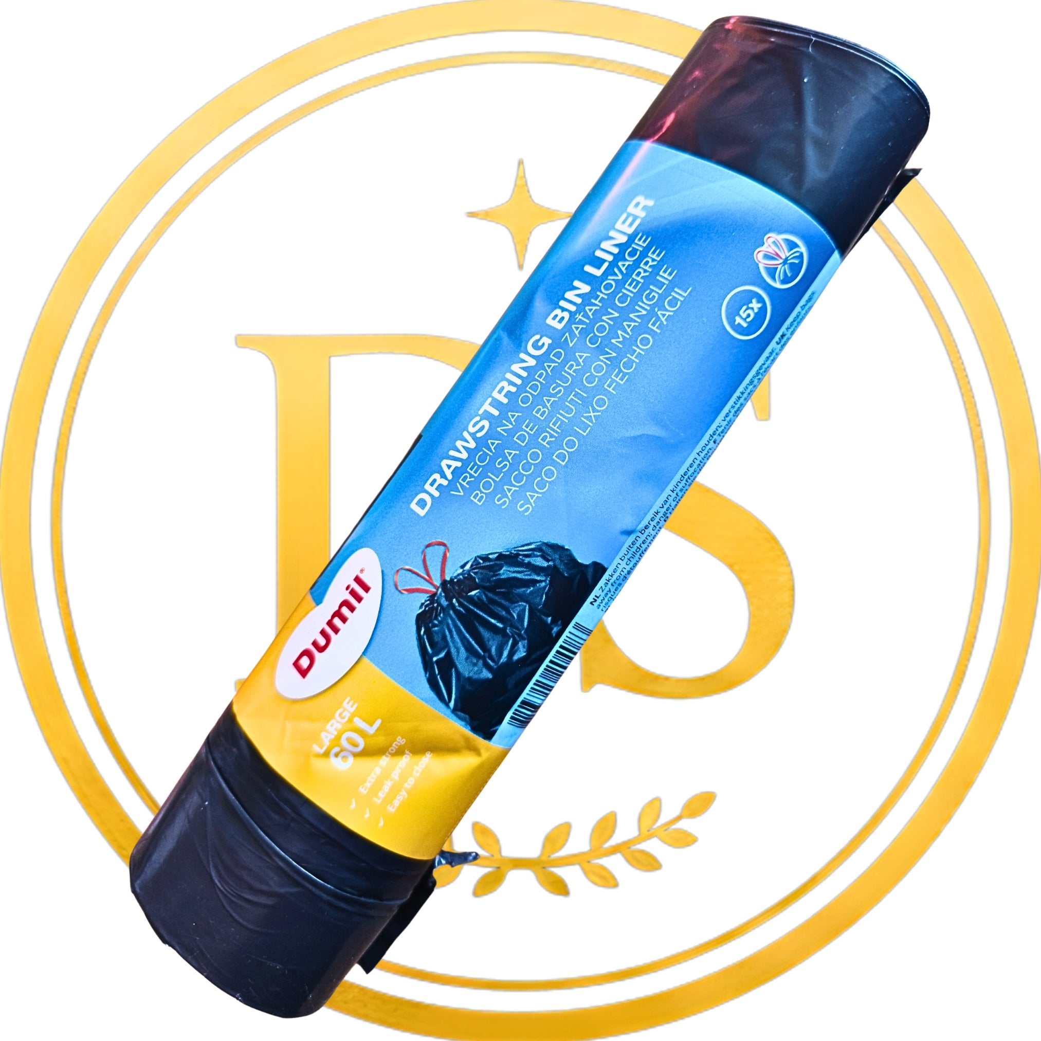 Dumil Worki na Śmieci z Taśmą Ściągającą 60L Grube Mocne Czarne 15 szt.