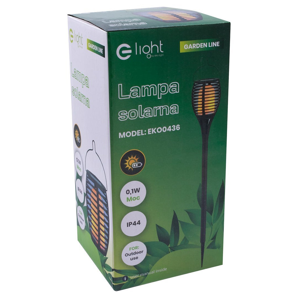 Lampka Solarna Ogrodowa Pochodnia Imitacja Płomienia Eko-Light 65cm