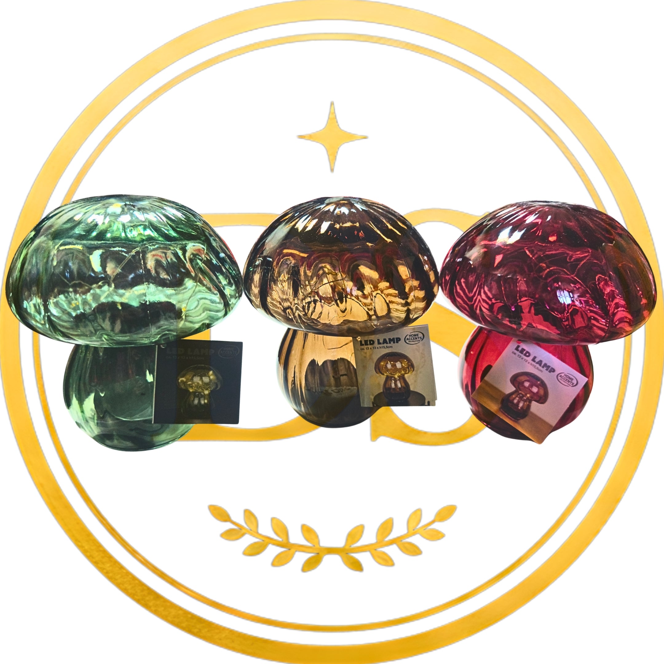 Szklana Lampka Dekoracyjna Grzybek LED Home Accents