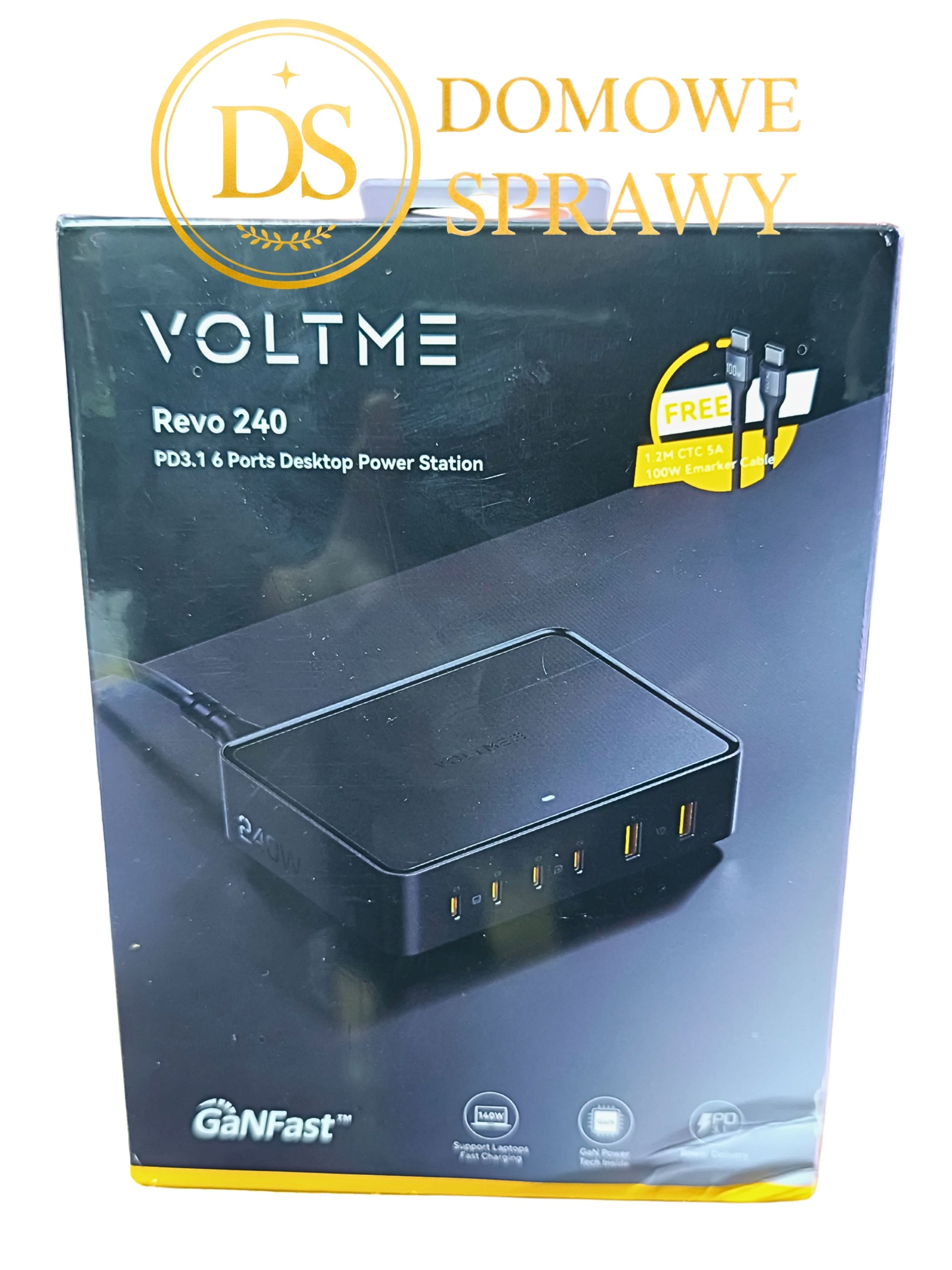 Stacja Ładująca VOLTME Revo 240W GaN PD 3.1 6 Portów Czarna