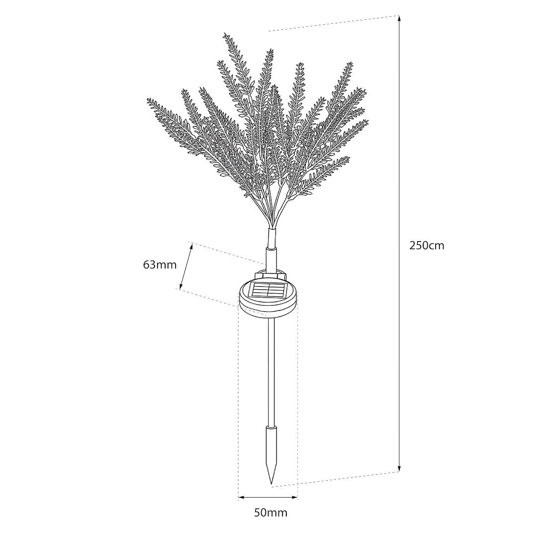 Lampka Solarna Lawenda Ozdobna Ogrodowa Wbijana LED 63cm