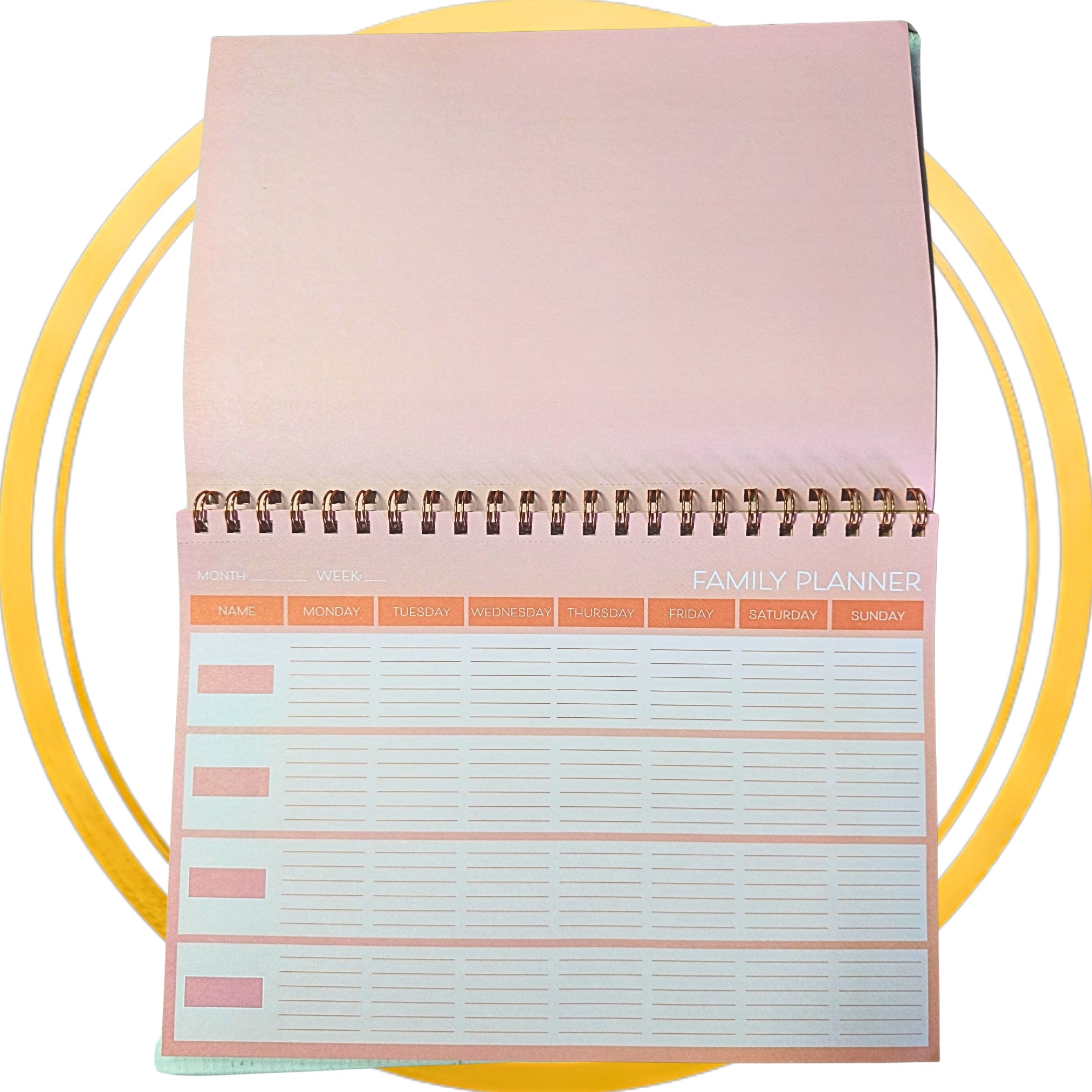 Elegancki Planer Rodzinny 52 Tygodnie Spirala z Naklejkami