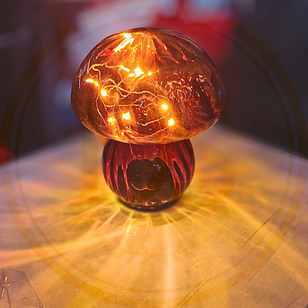 Szklana Lampka Dekoracyjna Grzybek LED Home Accents
