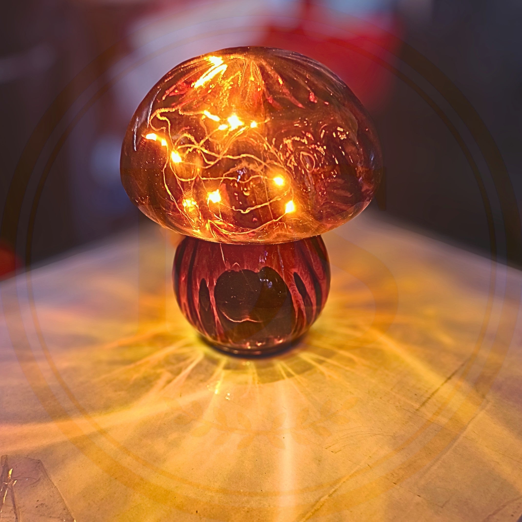 Szklana Lampka Dekoracyjna Grzybek LED Home Accents