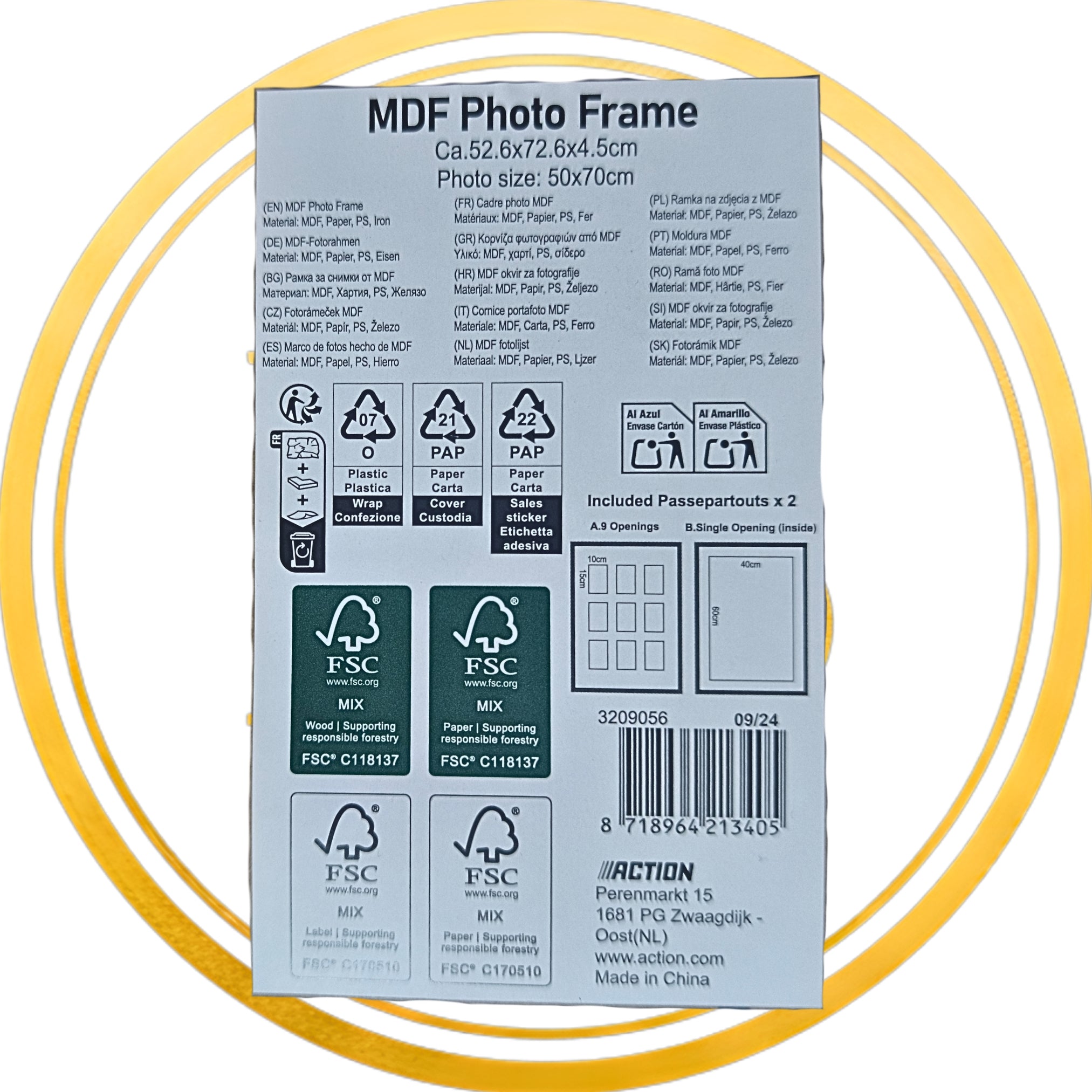 Duża Multiramka MDF na 6 zdjęć 52,6x72,6 cm Ścienna NOWA